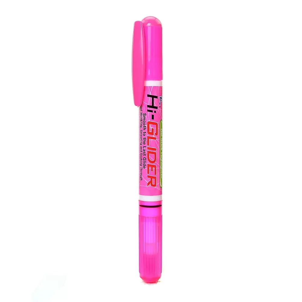 Yasutomo Highlighters<Hi-Glider Gel Stick Highlighter, Pink, 15/Pack (98428-PK15)