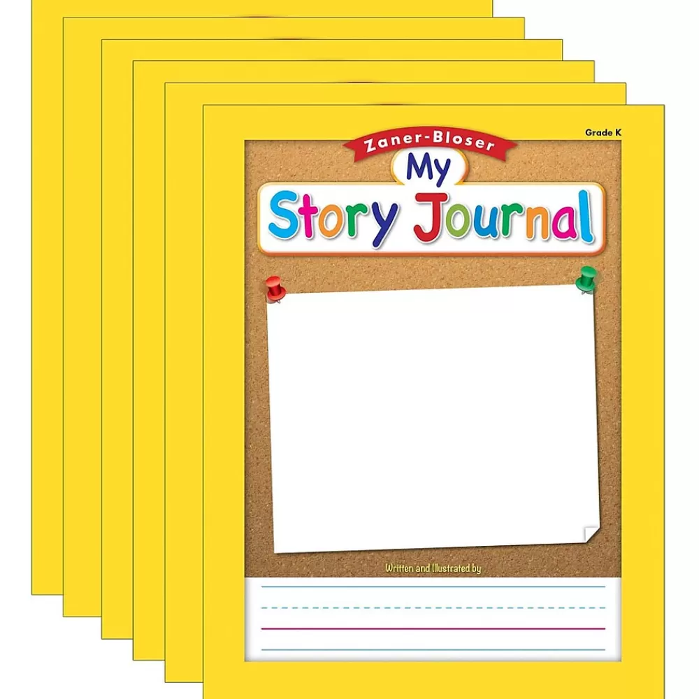 Zaner-Bloser Composition Notebooks<Composition Notebooks, 8.375" x 10.875", Wide Ruled, 16 Sheets, Multicolor, 6/Bundle (ELP311843-6)