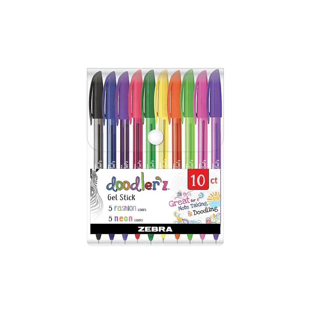 Zebra Pens<doodler'z Gel Pen, Medium Point, 1.0mm, Assorted Ink, 10 Pack (41810)