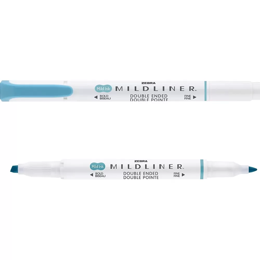 Zebra Highlighters<MILDLINER Double-Ended Creative Highlighter, Chisel/Bullet Tip, Smoke Blue, 6/Pack (78420R)
