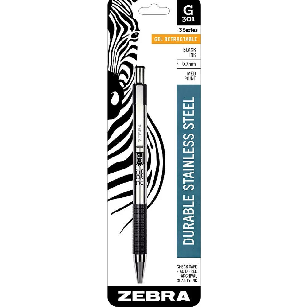 Zebra Pens<Retractable Gel Pen, Medium Point, 0.7mm, Black Ink (41311)