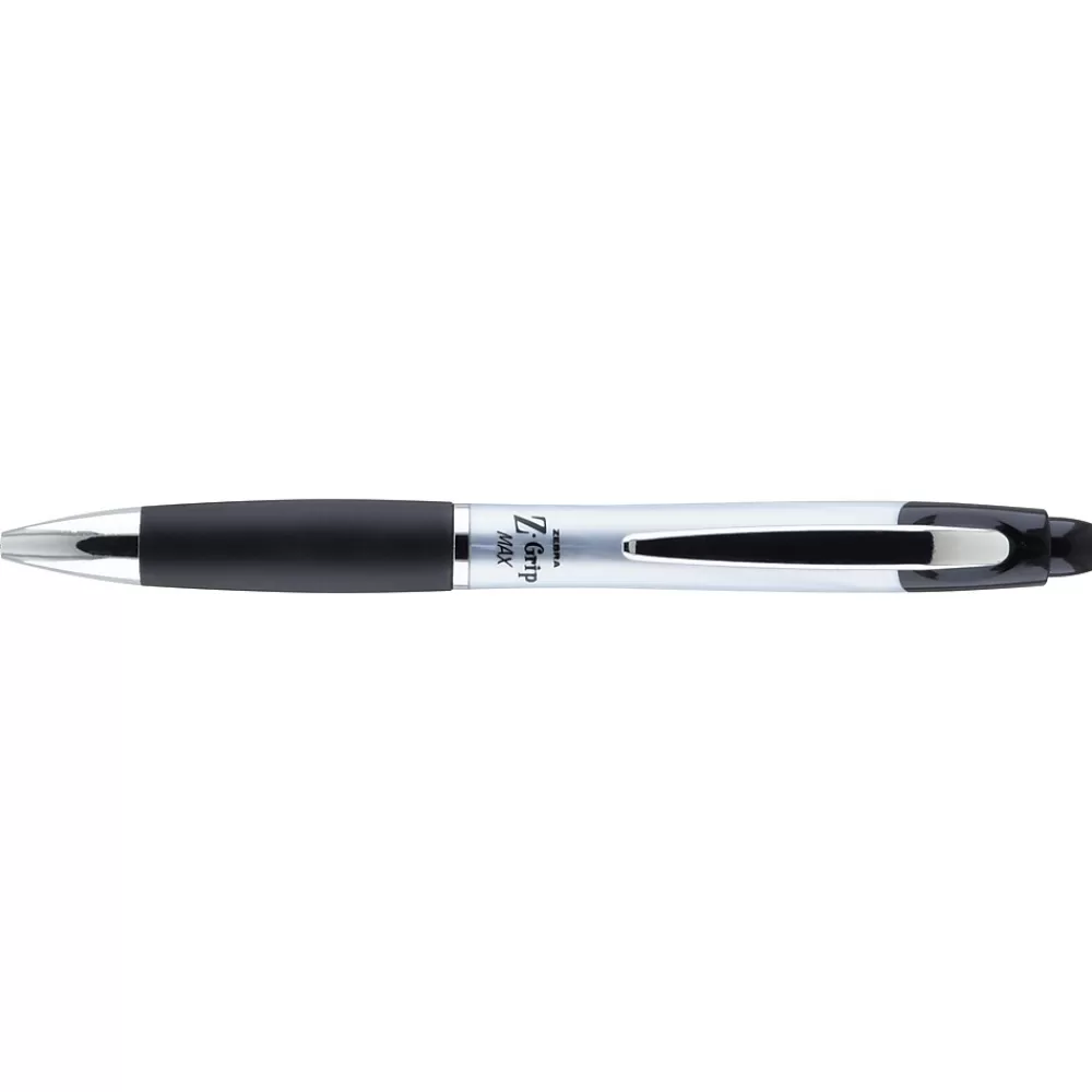 Zebra Pens<Z-Grip Max Retractable Ballpoint Pen, Medium Point, 1.0mm, Black Ink, Dozen (22410)