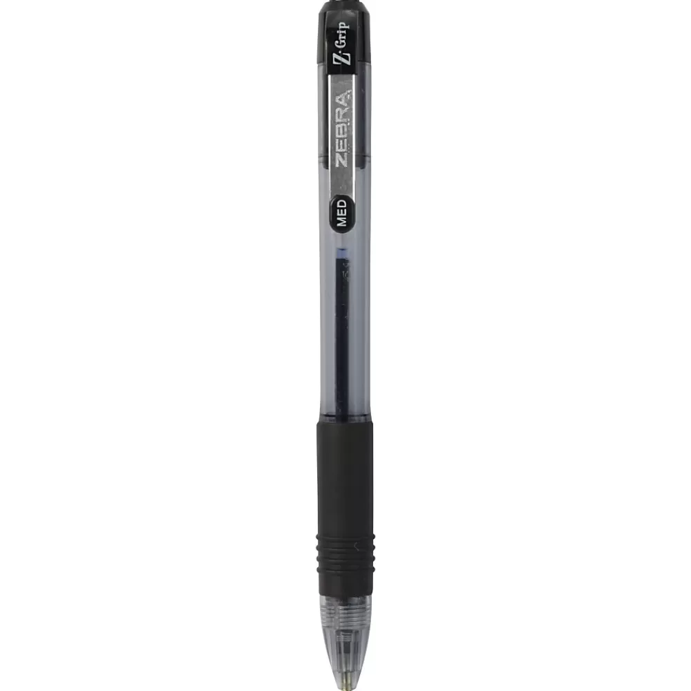 Zebra Pens<Z-Grip Retractable Ballpoint Pen, Medium Point, 1.0mm, Black Ink, Dozen (22210)