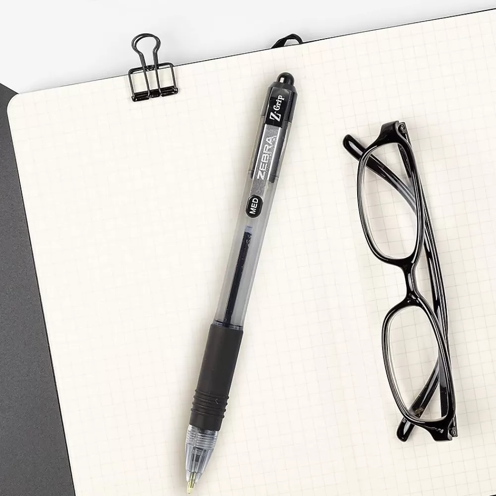 Zebra Pens<Z-Grip Retractable Ballpoint Pen, Medium Point, 1.0mm, Black Ink, Dozen (22210)